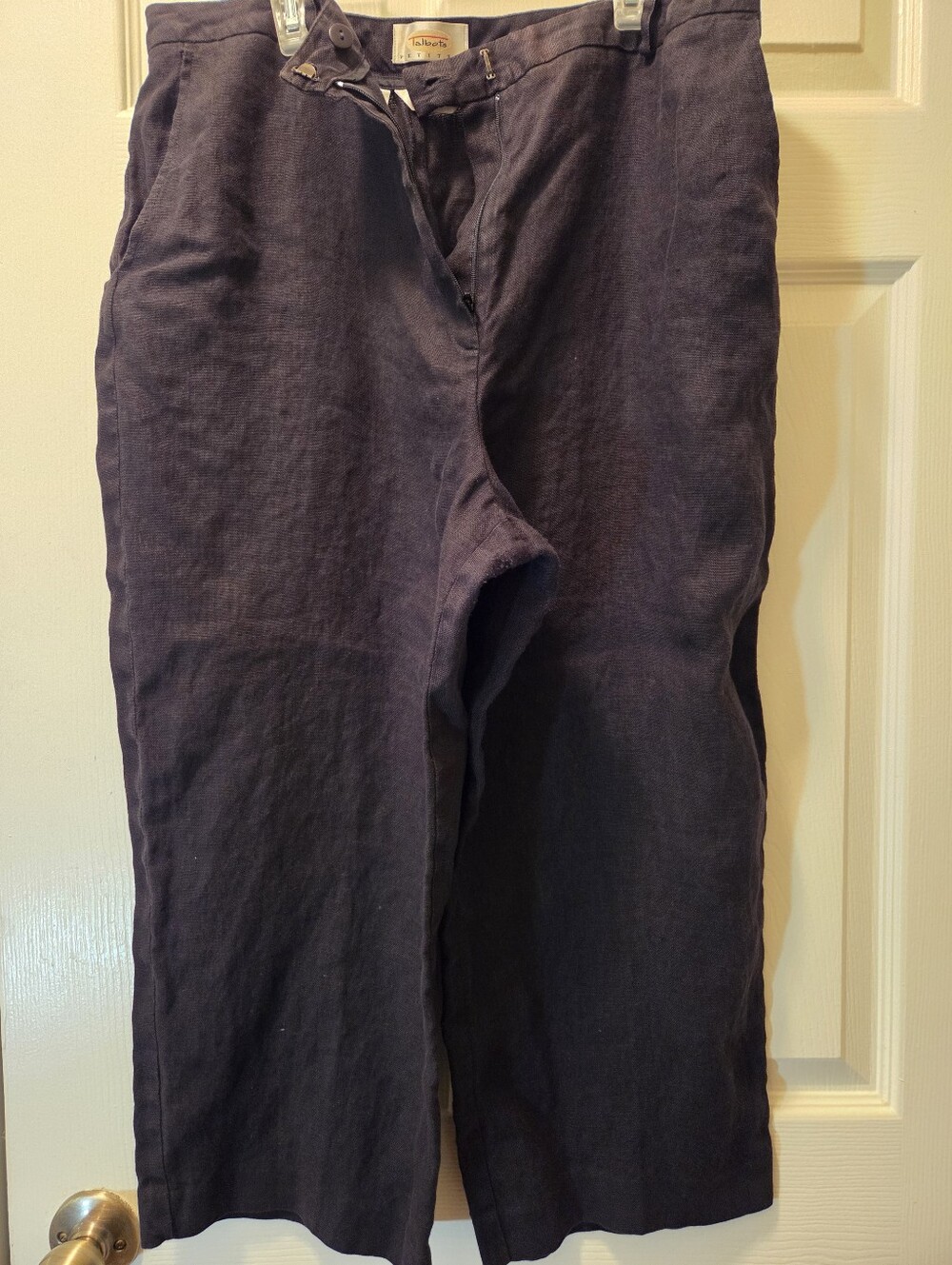 Talbots Black Linen Loose Leg Crop Pants